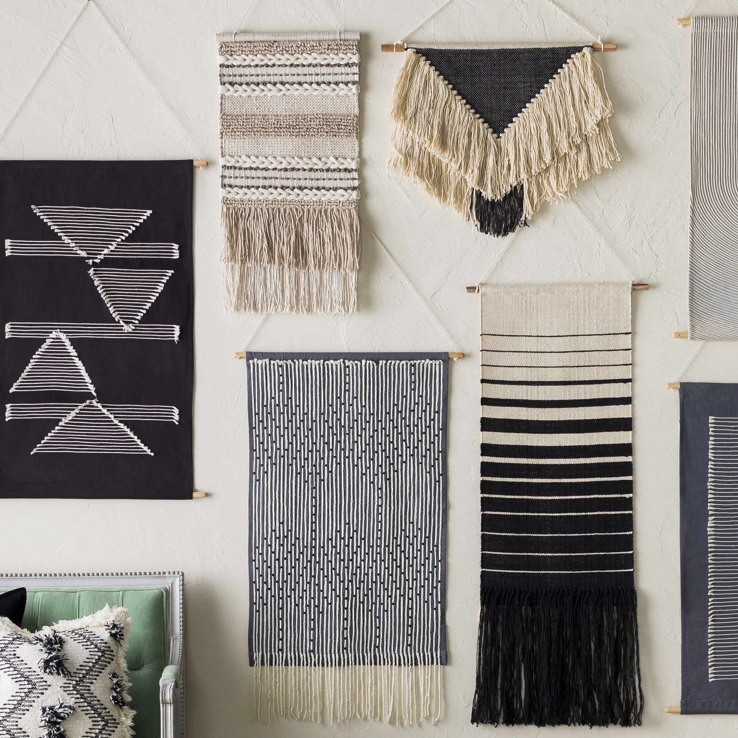 Lyndell Gray and Beige Geometric Wall Hanging