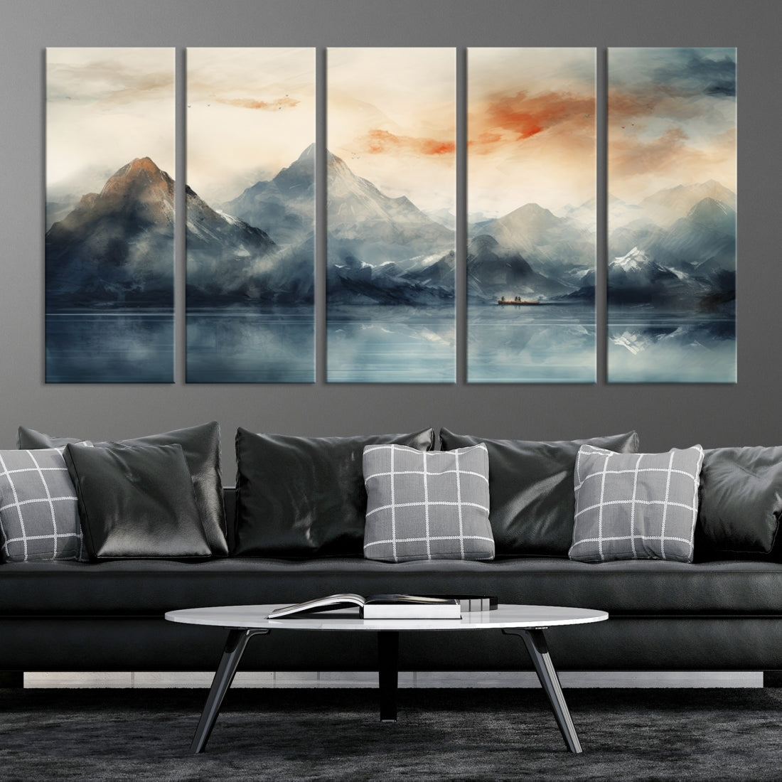 Watercolor Abstract Misty Mountain Wall Art Canvas Print
