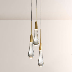 Seeded Glass Raindrop Pendant Light 1-Light 3-Light E12 Fixture