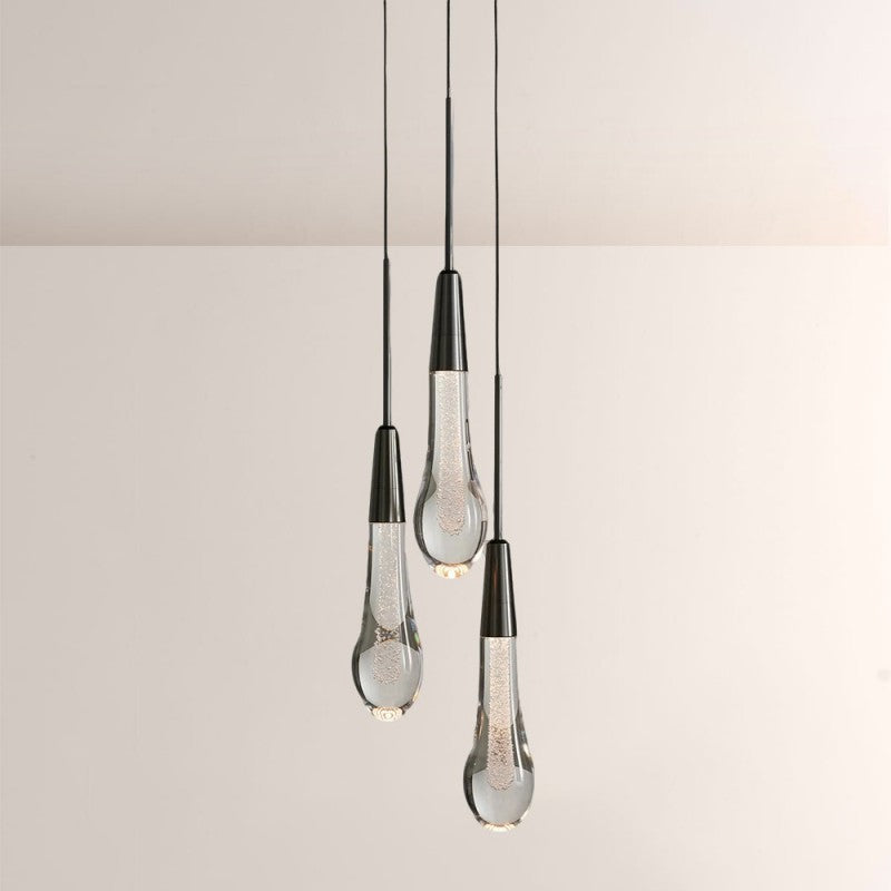 Seeded Glass Raindrop Pendant Light 1-Light 3-Light E12 Fixture