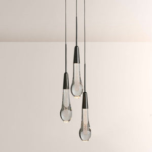 Seeded Glass Raindrop Pendant Light 1-Light 3-Light E12 Fixture