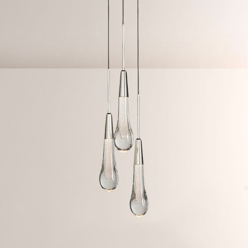 Seeded Glass Raindrop Pendant Light 1-Light 3-Light E12 Fixture