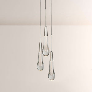 Seeded Glass Raindrop Pendant Light 1-Light 3-Light E12 Fixture