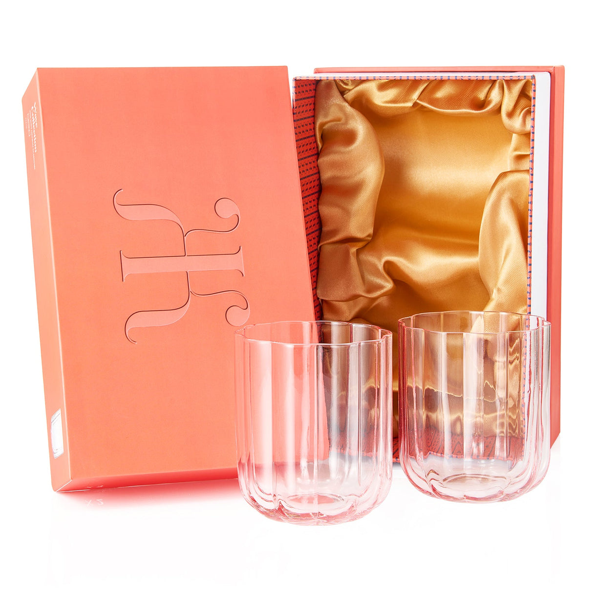 Flower Lowball Glassware, Pink, Set of 2