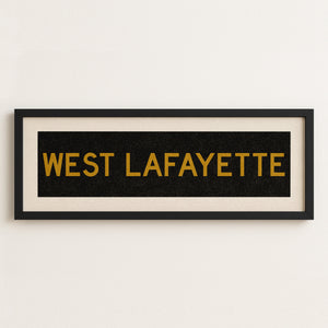 Framed West Lafayette Black and Gold Bus Scroll