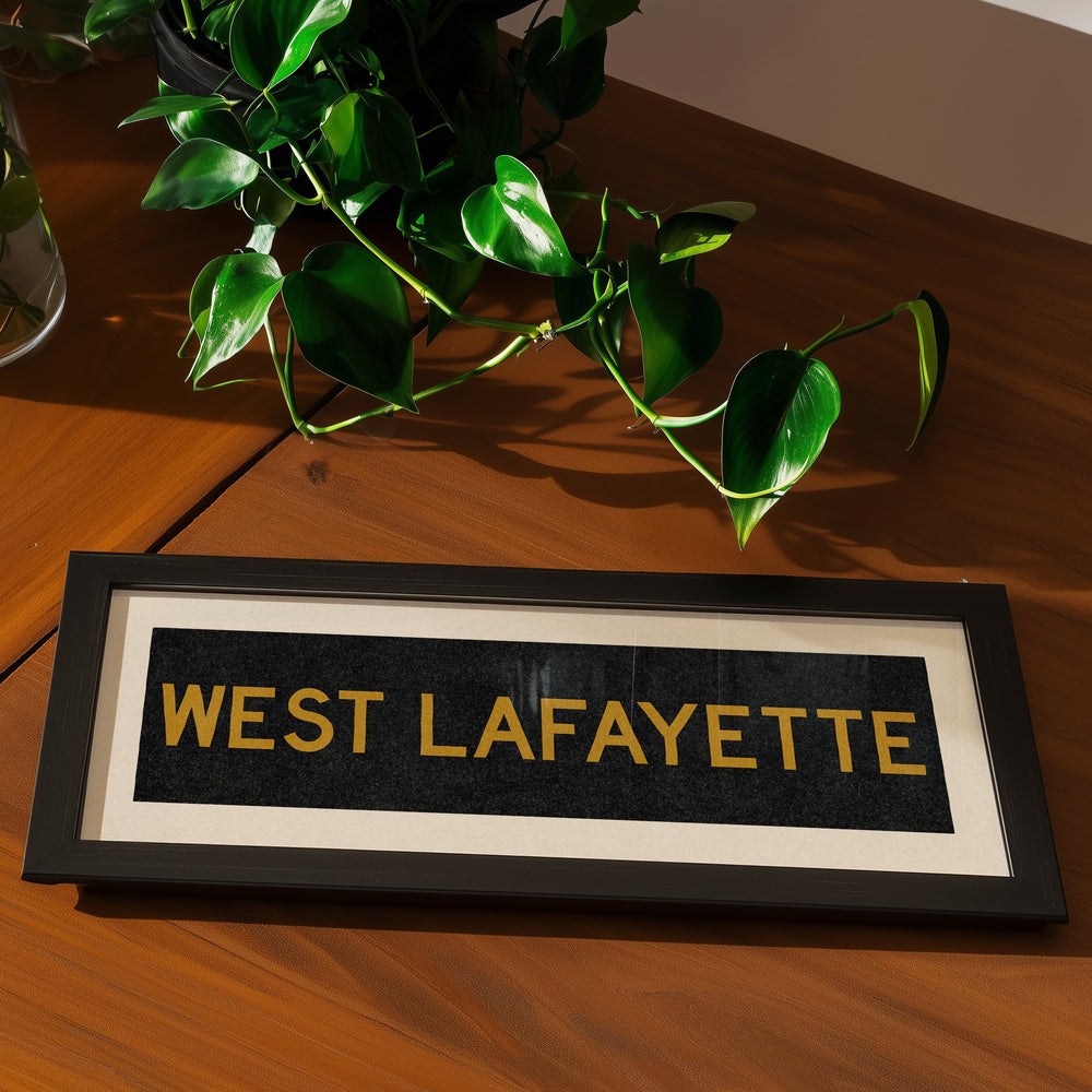 Framed West Lafayette Black and Gold Bus Scroll