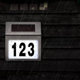 Solar LED Address Sign – Stainless Steel House Number Light with White LEDs, Waterproof, Customizable Numbers & Letters, Auto On/Off, 7.86 x 7.07 Inches