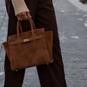 Luxury Women's Suede Structured Silhouette Tote Bag
