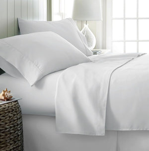 4-Piece 100% Cotton Solid Sheet Set – 300 Thread Count, Luxury Extra Soft