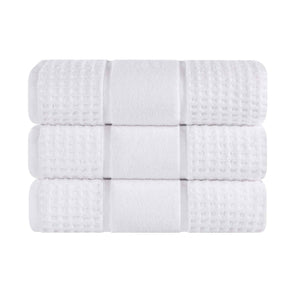 Napa Zero Twist Cotton Solid Waffle Honeycomb Bath Towel Set of 3 - Bath Towel by Superior Brand