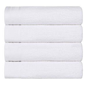 Honeycomb Textured Waffle Border Cotton Bath Towels, Set of 4 - Bath Towel by Superior Brand