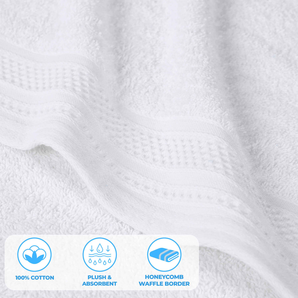 Honeycomb Textured Waffle Border Cotton Bath Towels, Set of 4 - Bath Towel by Superior Brand