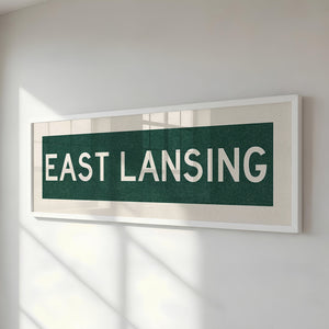Framed East Lansing Green Bus Scroll