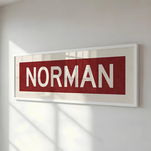 Framed Norman Crimson Bus Scroll