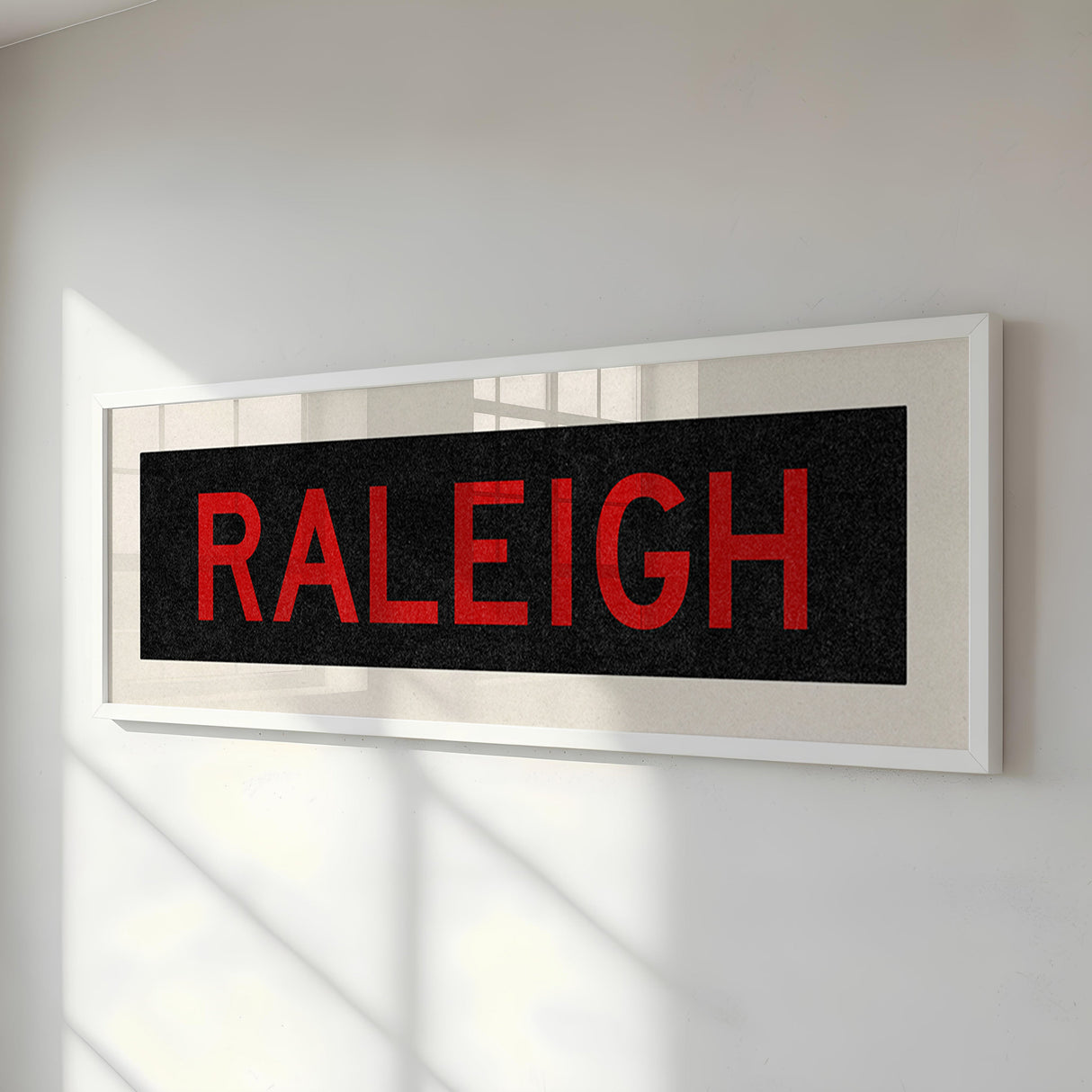 Framed Raleigh Red and Black Bus Scroll