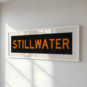 Framed Stillwater Orange Bus Scroll