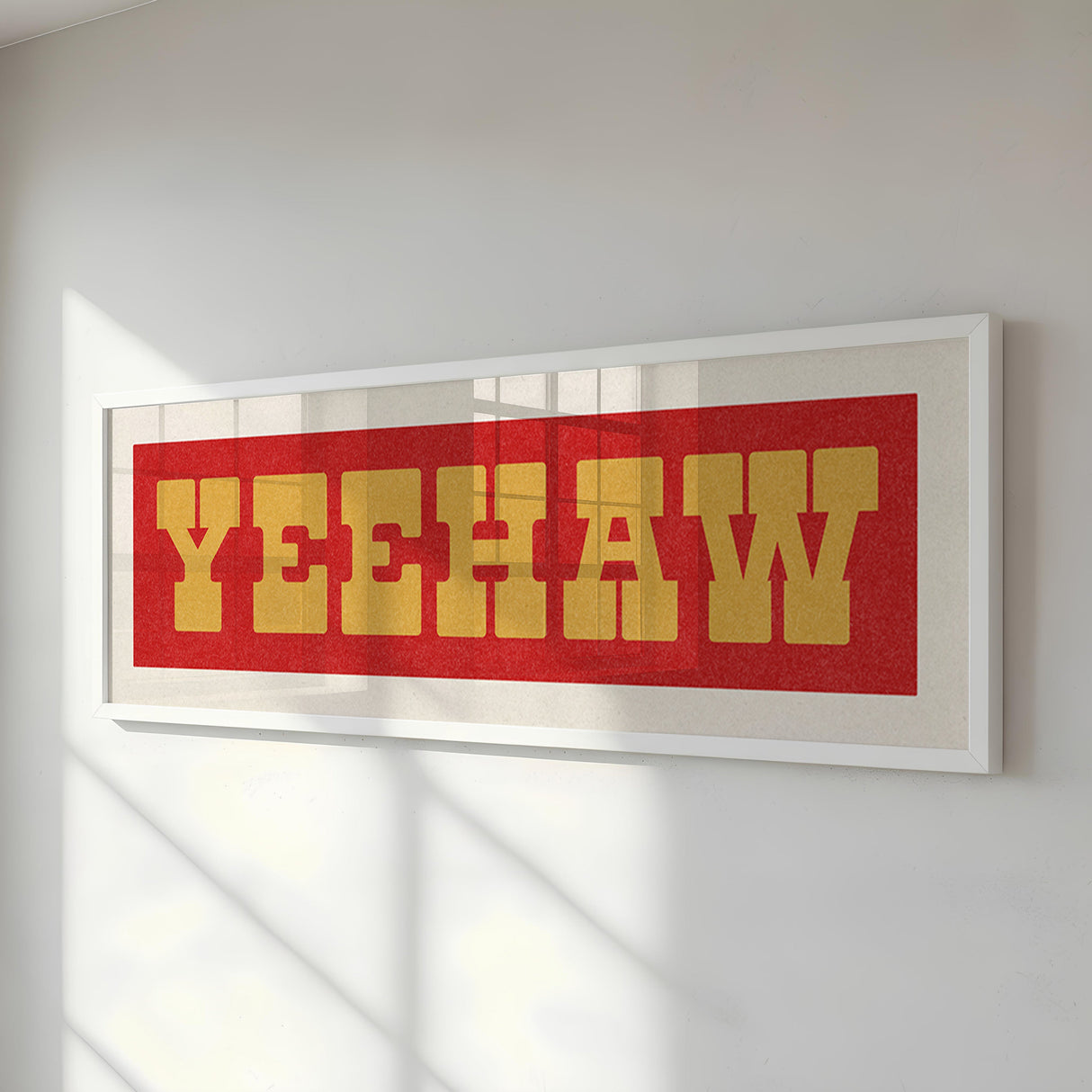Framed YEEHAW Sign Red & Gold Art Print
