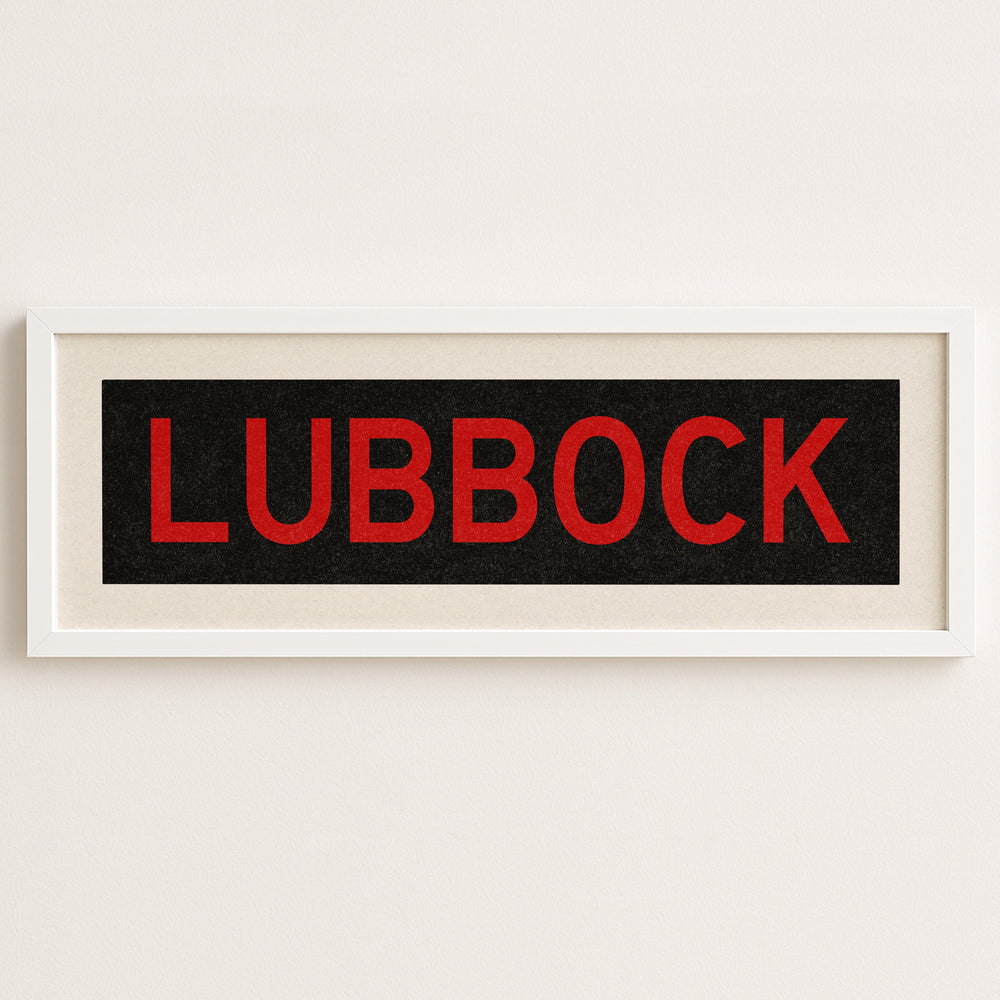 Framed Lubbock Red and Black Bus Scroll