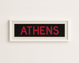 Framed Athens Red and Black Bus Scroll