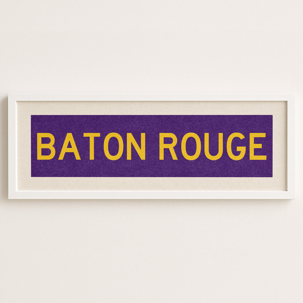 Framed Baton Rouge Purple Bus Scroll