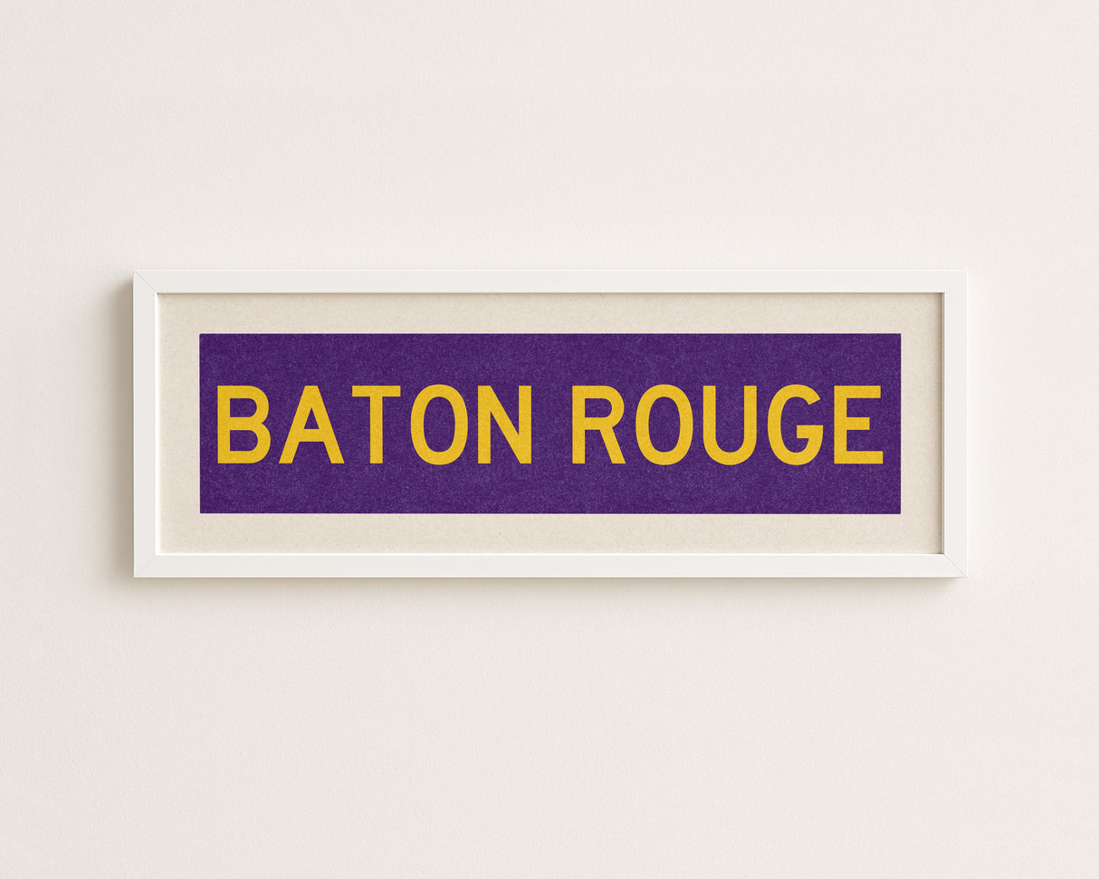 Framed Baton Rouge Purple Bus Scroll