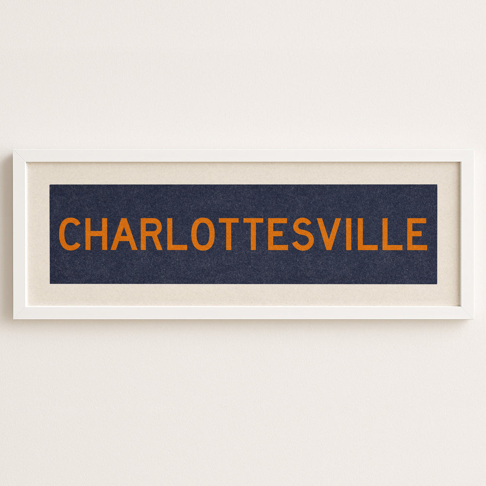 Framed Charlottesville Blue Bus Scroll