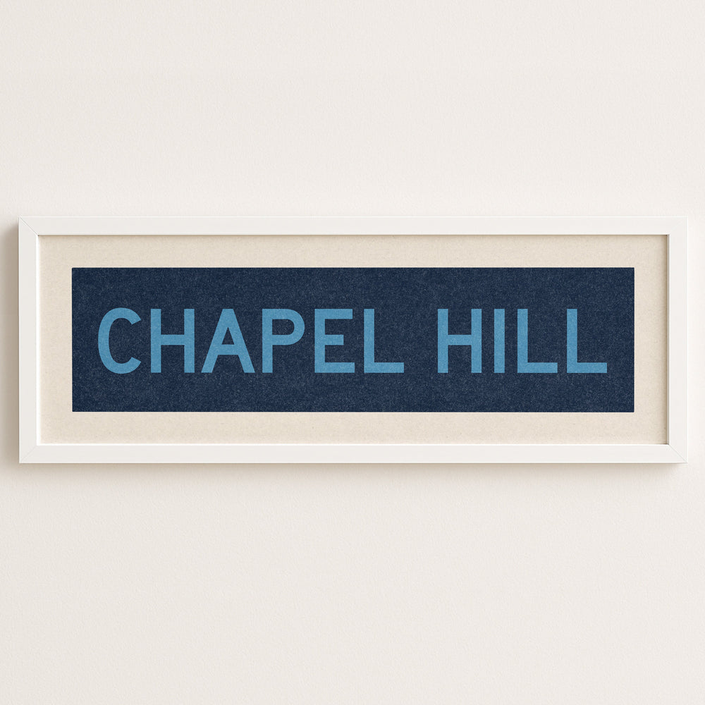 Framed Chapel Hill Blue Bus Scroll