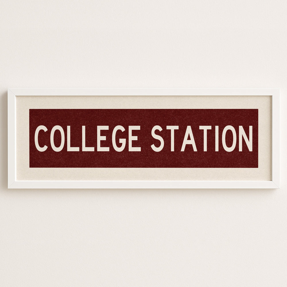Framed College Station Maroon Bus Scroll