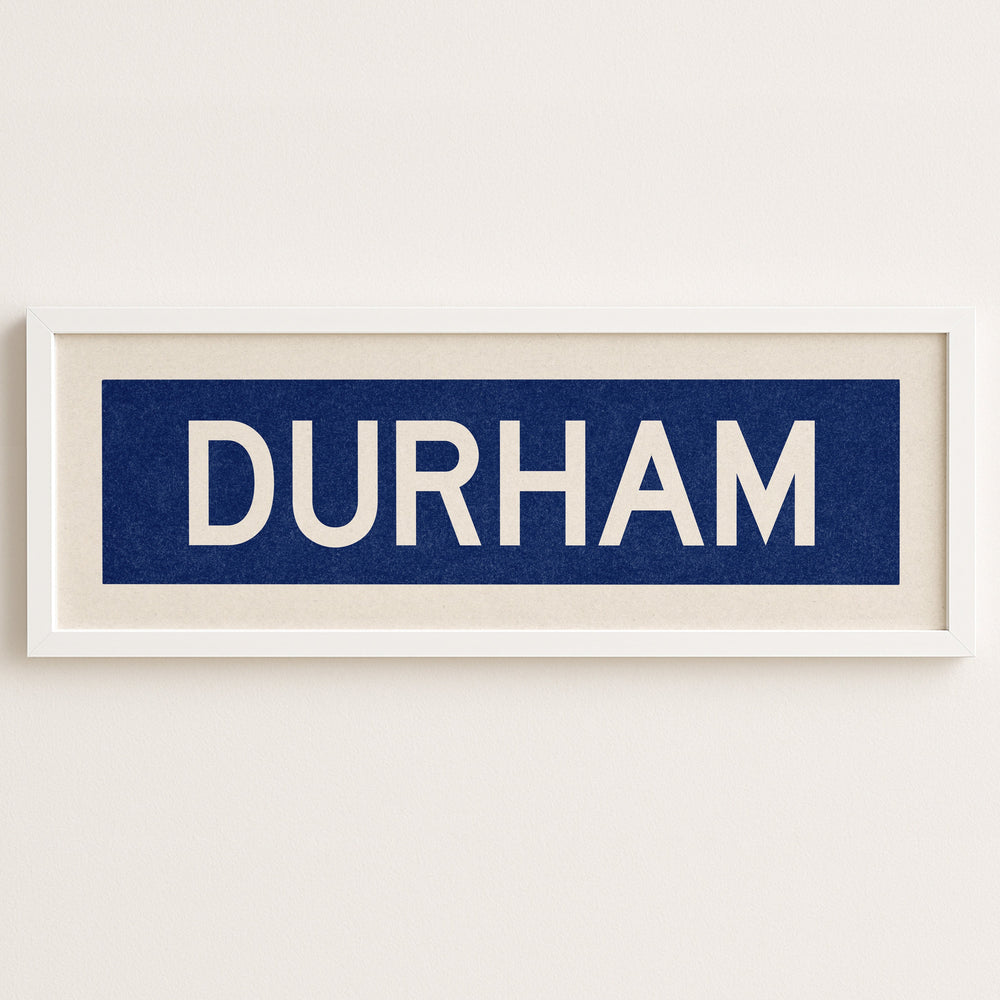 Framed Durham Blue Bus Scroll