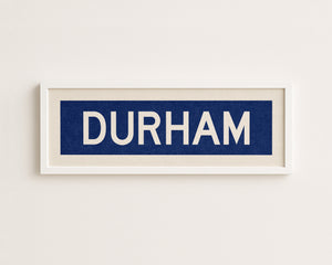 Framed Durham Blue Bus Scroll