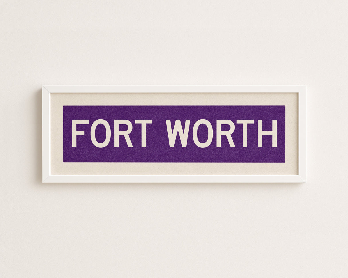 Framed Fort Worth Purple Bus Scroll