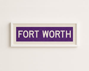 Framed Fort Worth Purple Bus Scroll