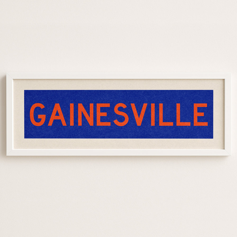 Framed Gainesville Blue Bus Scroll