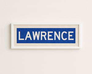 Framed Lawrence Blue Bus Scroll