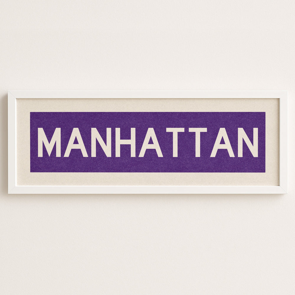 Framed Manhattan Purple Bus Scroll