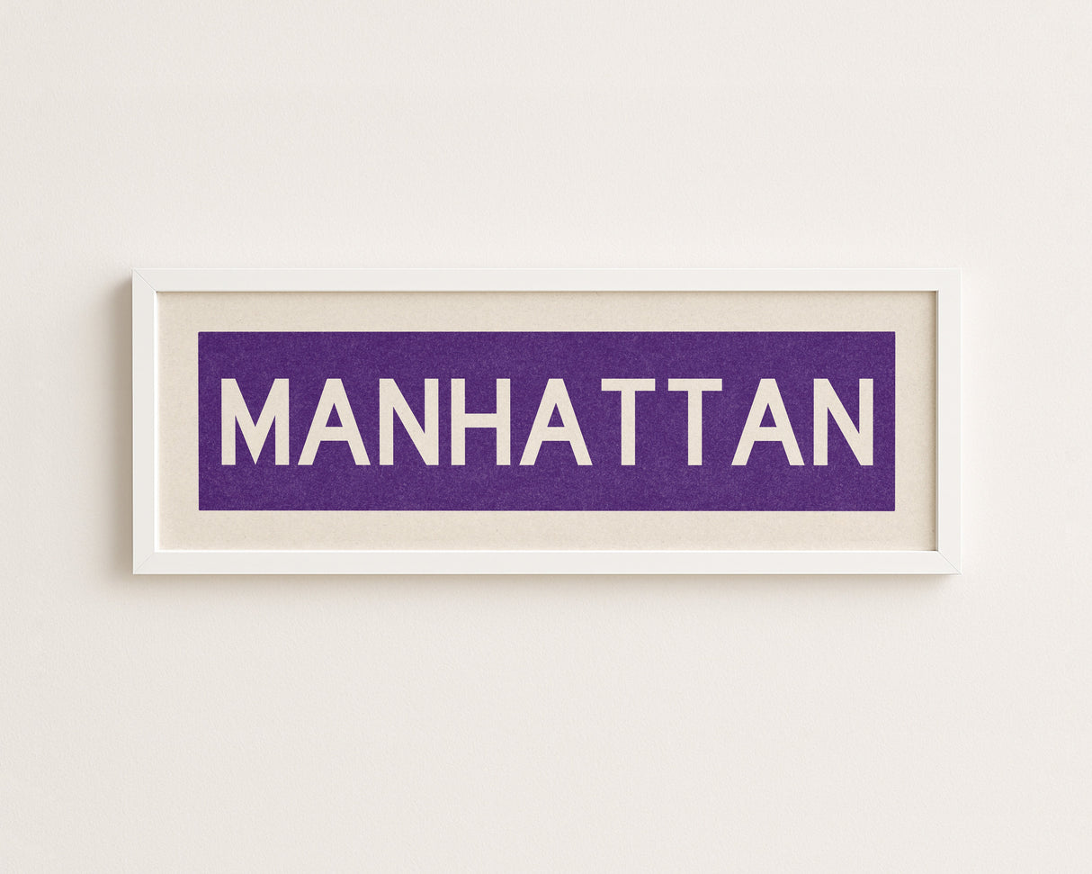 Framed Manhattan Purple Bus Scroll