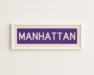 Framed Manhattan Purple Bus Scroll