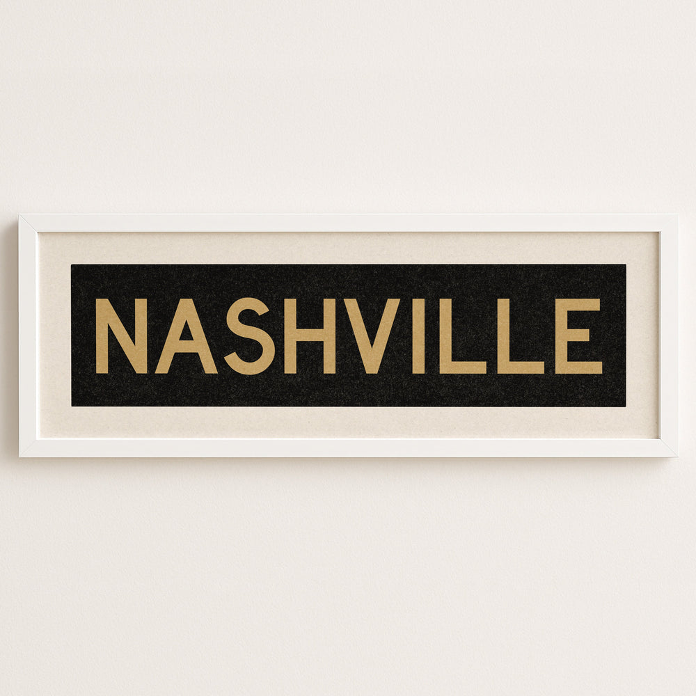 Framed Nashville Black and Gold Bus Scroll