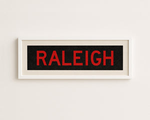 Framed Raleigh Red and Black Bus Scroll