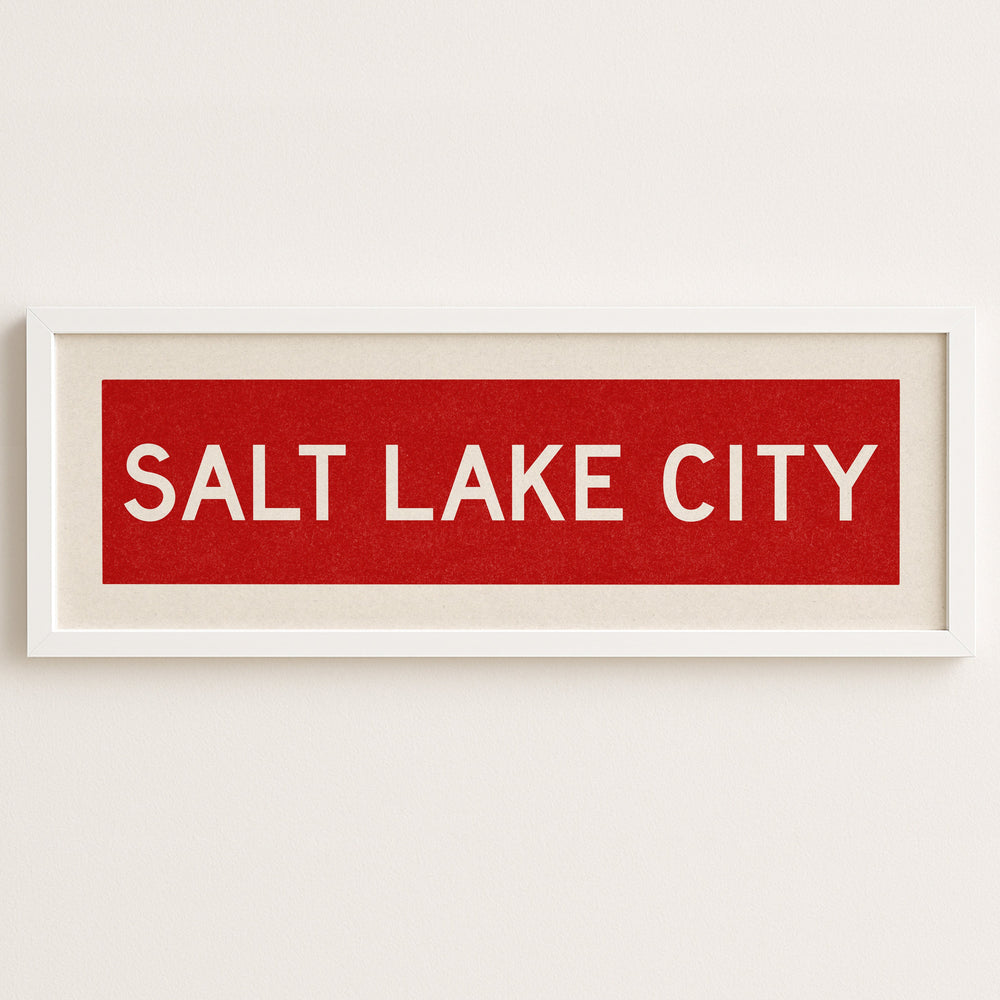 Framed Salt Lake City Red Bus Scroll