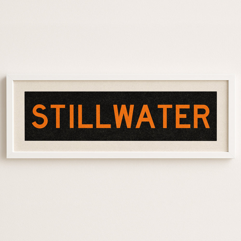 Framed Stillwater Orange Bus Scroll