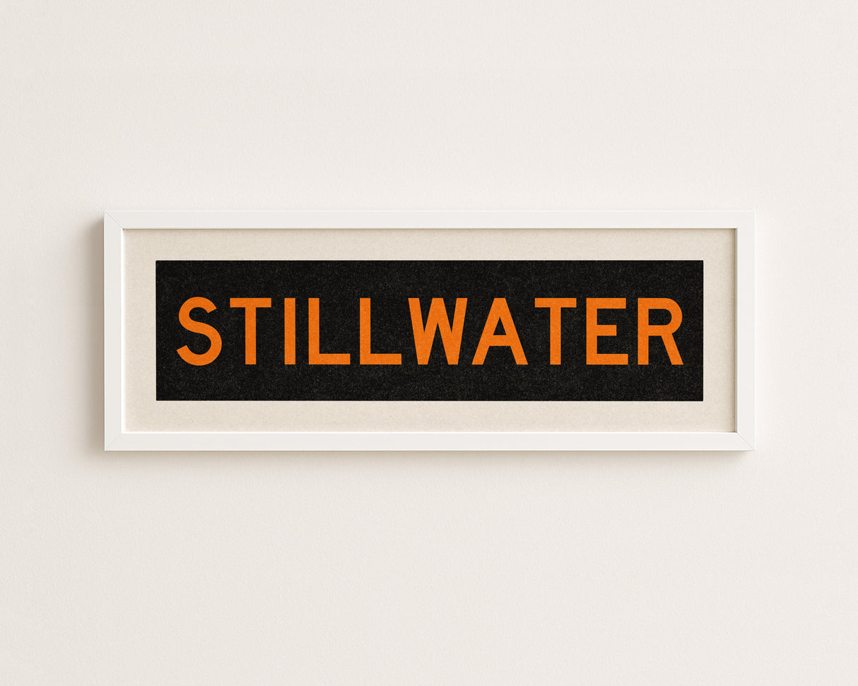 Framed Stillwater Orange Bus Scroll