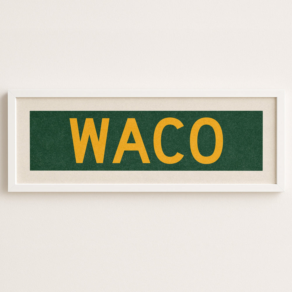 Framed Waco Green Bus Scroll