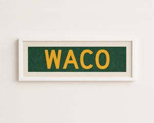 Framed Waco Green Bus Scroll
