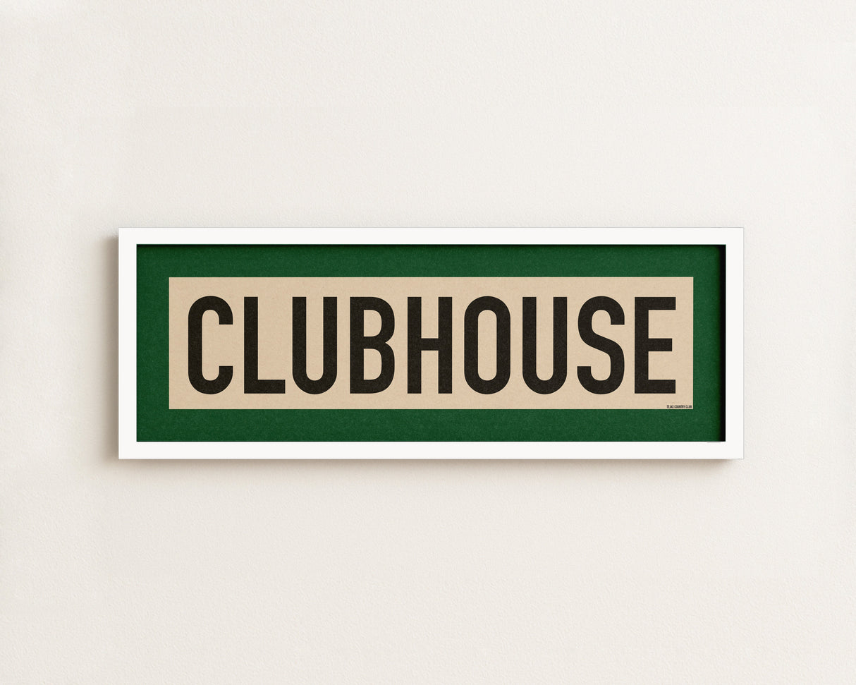 Framed Clubhouse Golf Art Scroll Sign