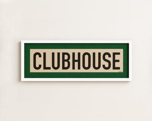Framed Clubhouse Golf Art Scroll Sign