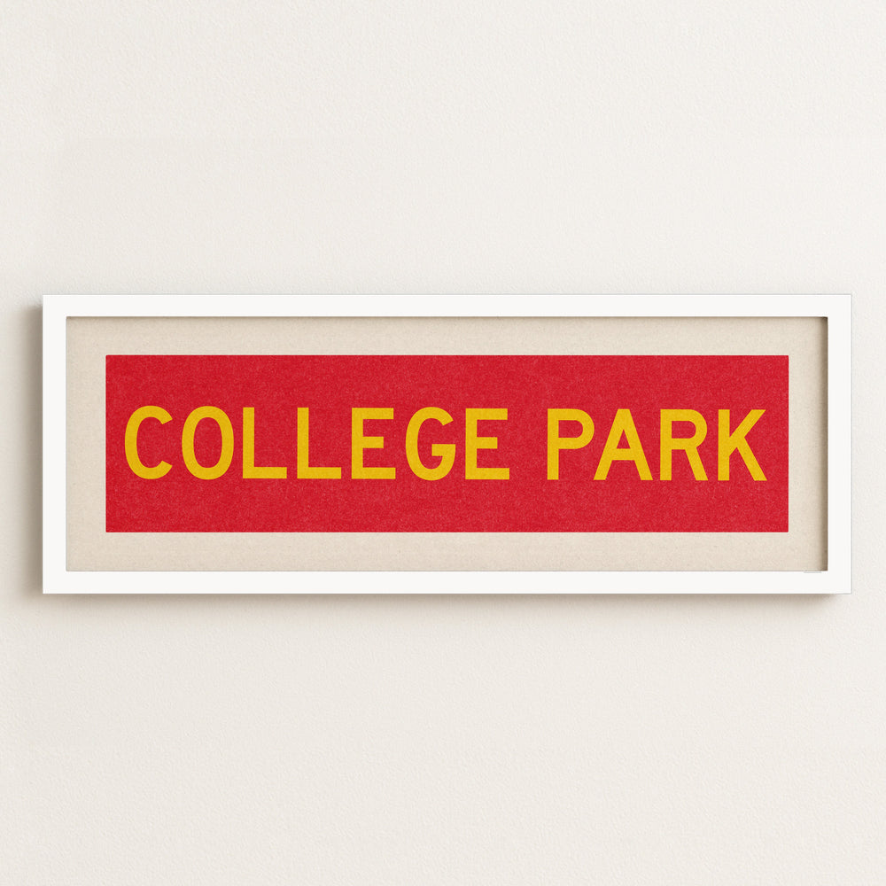 Framed College Park Red and Gold Bus Scroll
