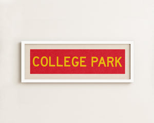 Framed College Park Red and Gold Bus Scroll