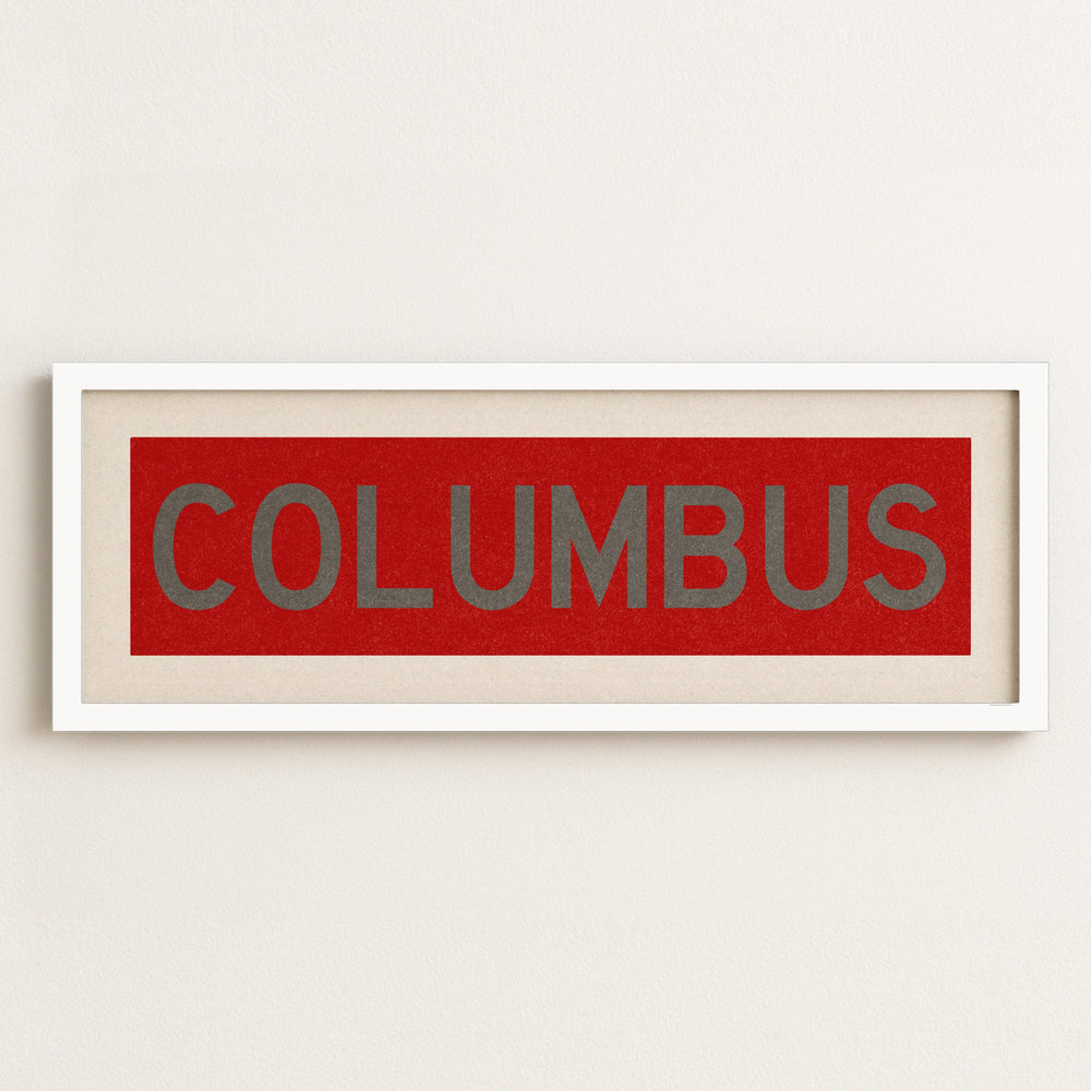 Framed Columbus Red Bus Scroll