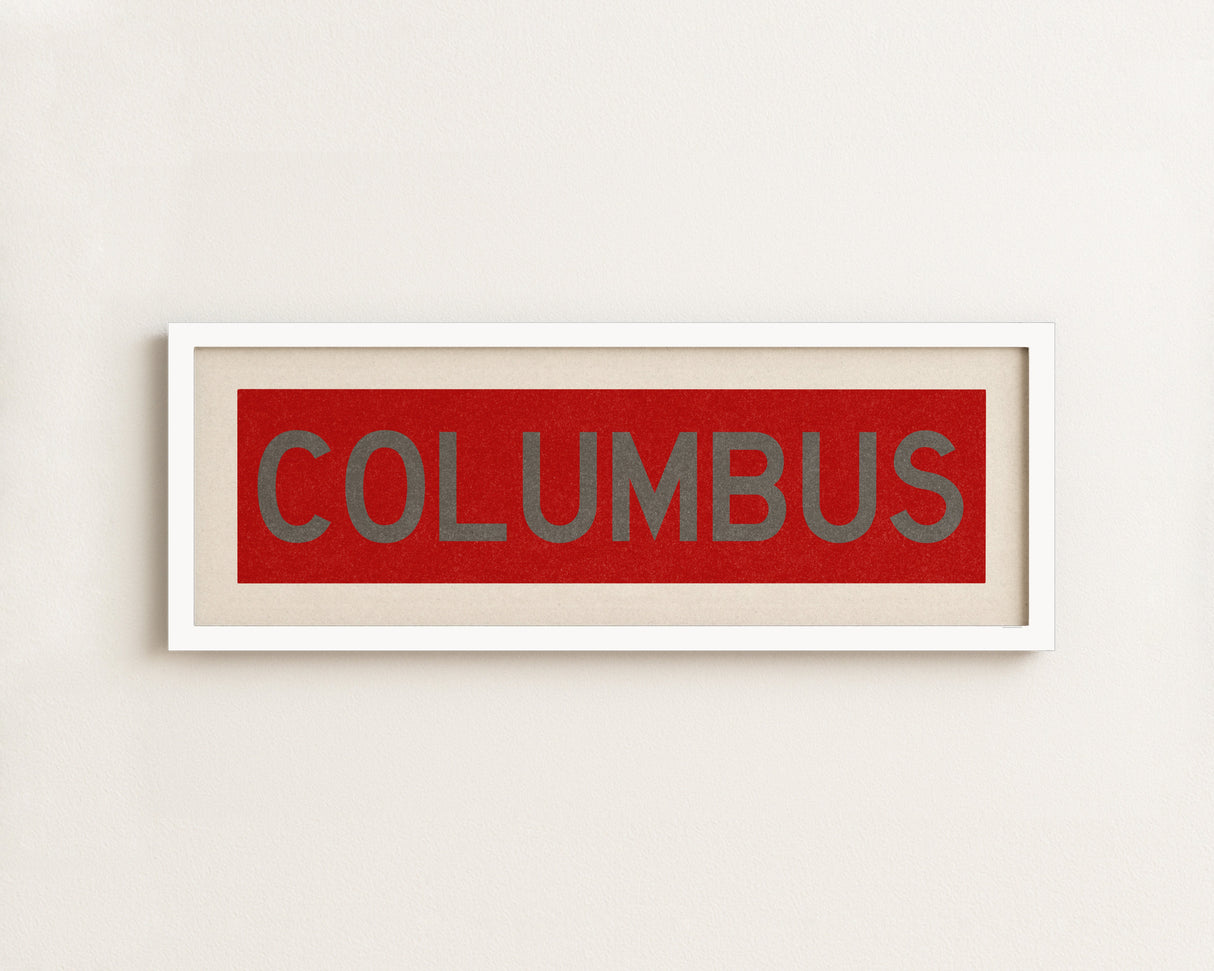 Framed Columbus Red Bus Scroll